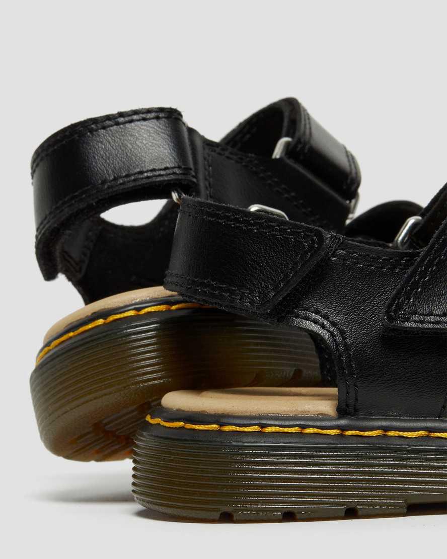 Dr Martens Junior Romi Leather Velcro Sandalen Kinder Schwarz | 579381-ENC