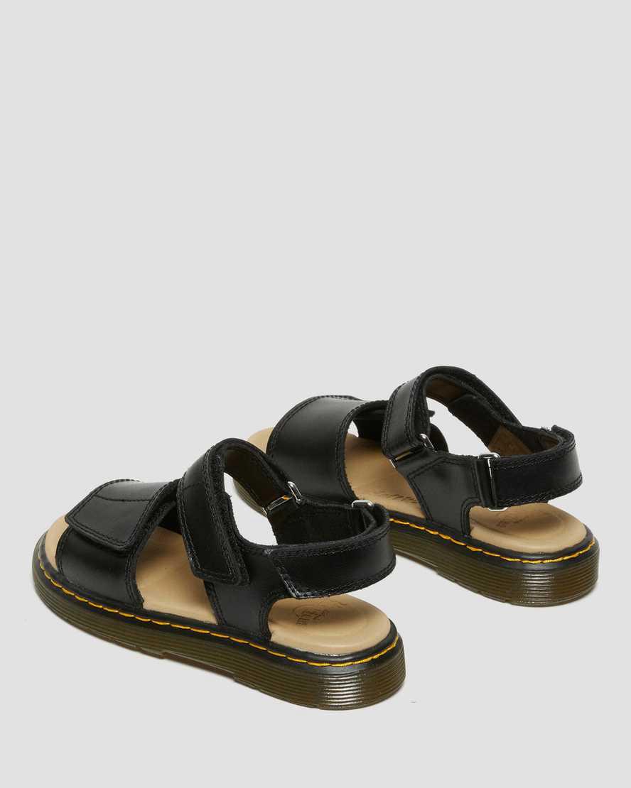 Dr Martens Junior Romi Leather Velcro Sandalen Kinder Schwarz | 579381-ENC