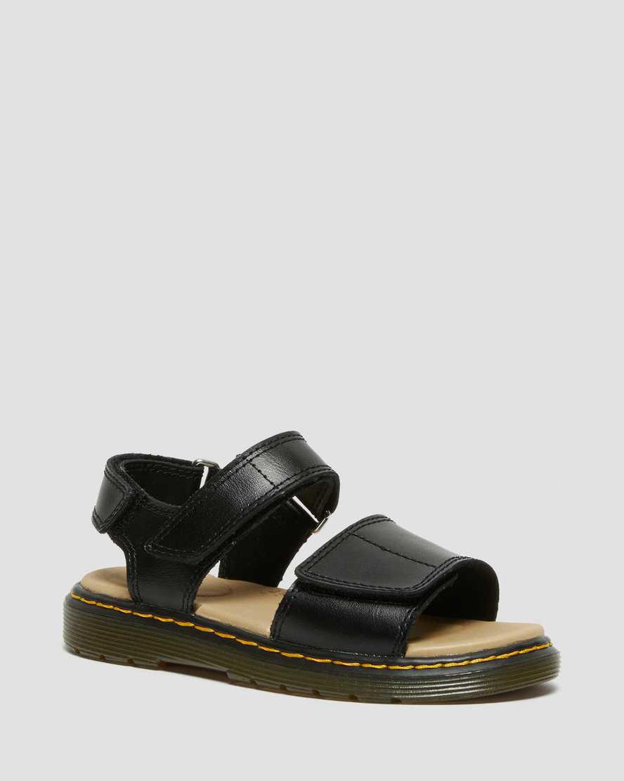 Dr Martens Junior Romi Leather Velcro Sandalen Kinder Schwarz | 579381-ENC