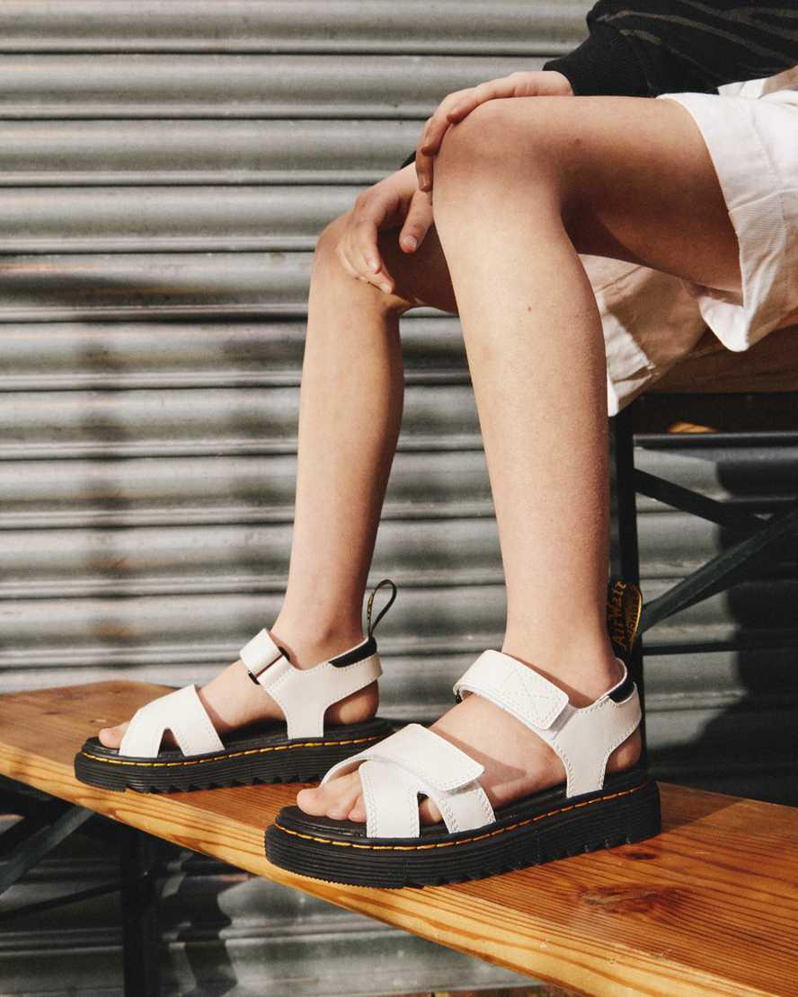 Dr Martens Junior Vossie Leather Sandalen Kinder Weiß | 305174-HFR