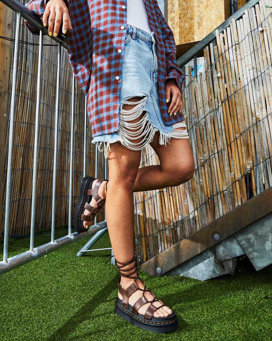 Dr Martens Nartilla Illusion Leather Gladiator-sandalen Damen Dunkelbraun | 163947-BKX