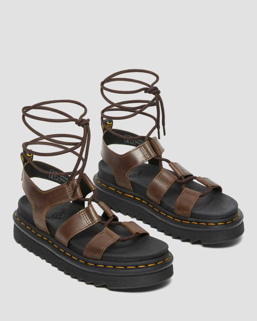 Dr Martens Nartilla Illusion Leather Gladiator-sandalen Damen Dunkelbraun | 163947-BKX