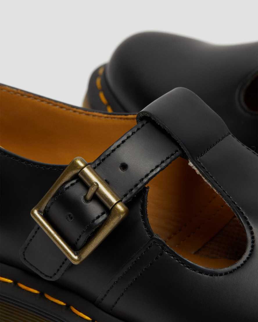 Dr Martens Polley Smooth Leather Mary Jane Schuhe Damen Schwarz | 189327-RFM