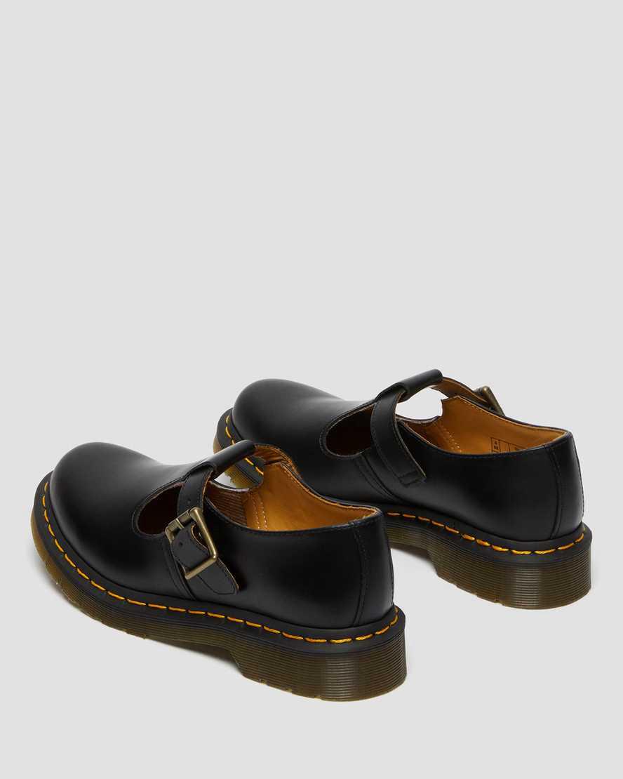 Dr Martens Polley Smooth Leather Mary Jane Schuhe Damen Schwarz | 189327-RFM