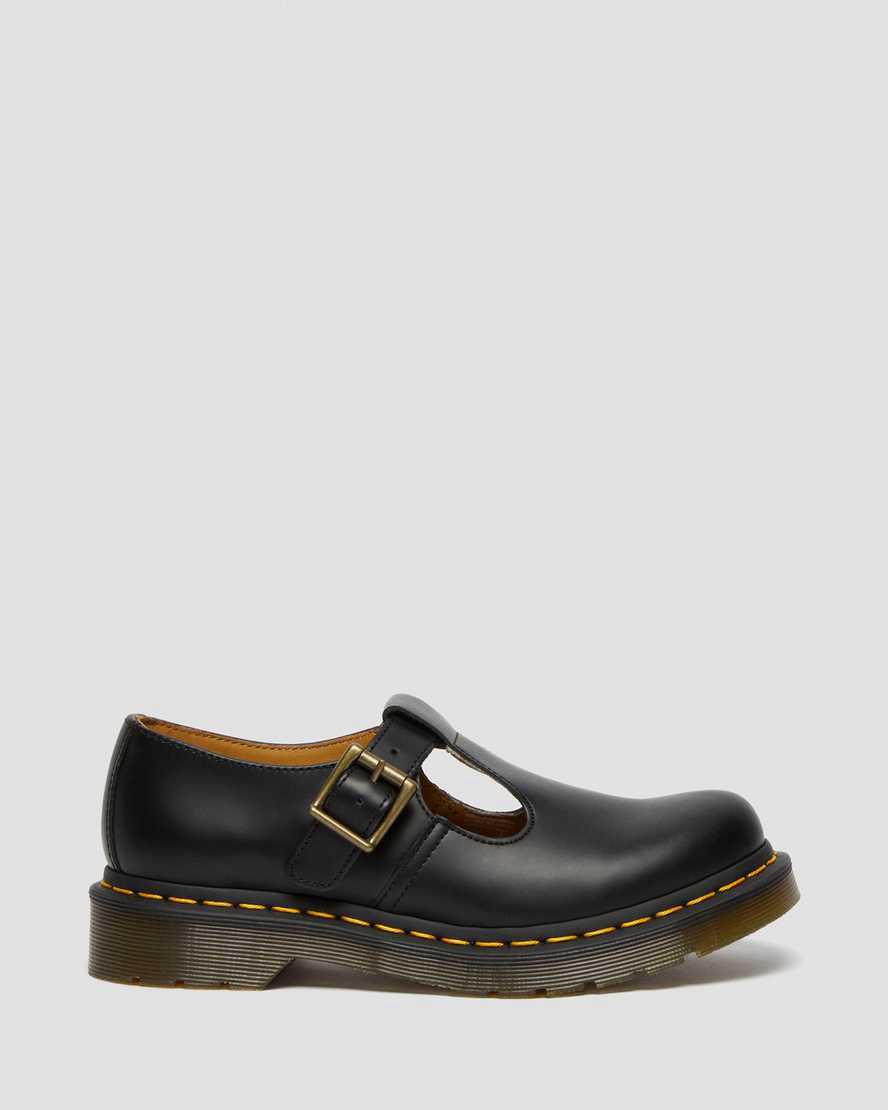 Dr Martens Polley Smooth Leather Mary Jane Schuhe Damen Schwarz | 189327-RFM