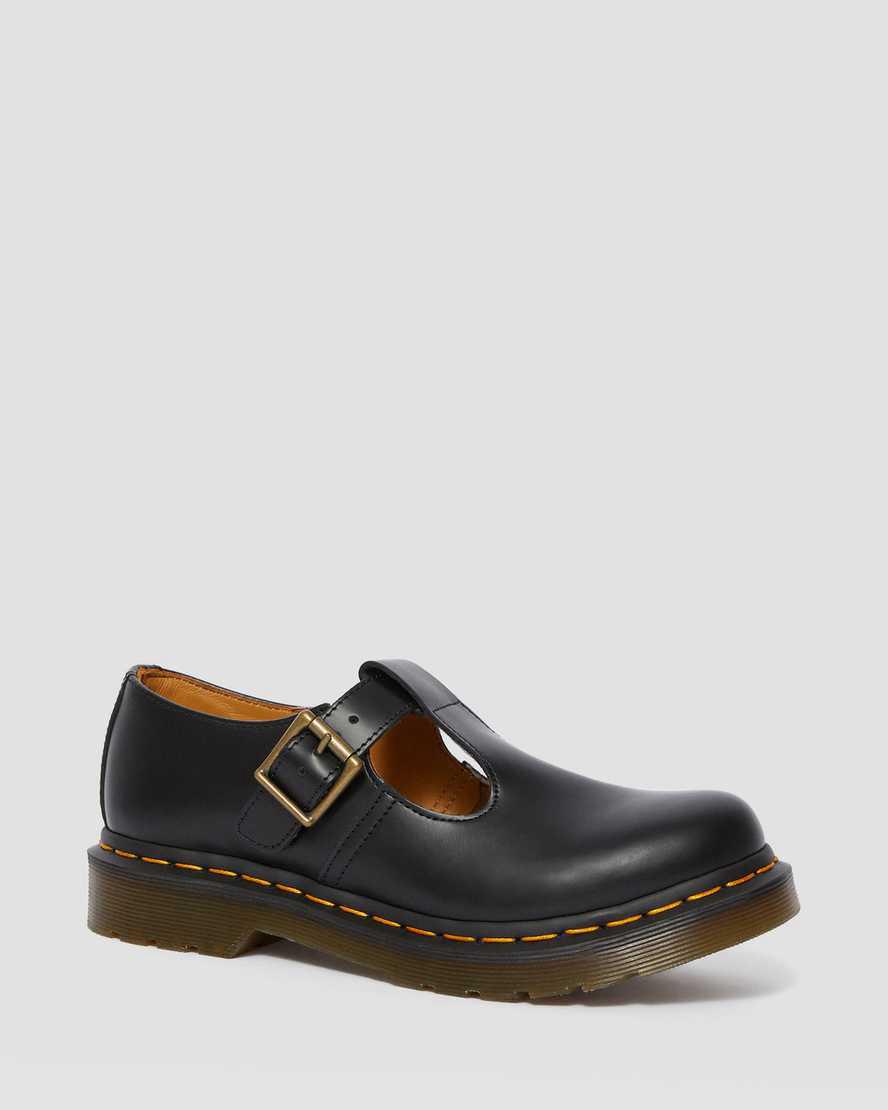 Dr Martens Polley Smooth Leather Mary Jane Schuhe Damen Schwarz | 189327-RFM