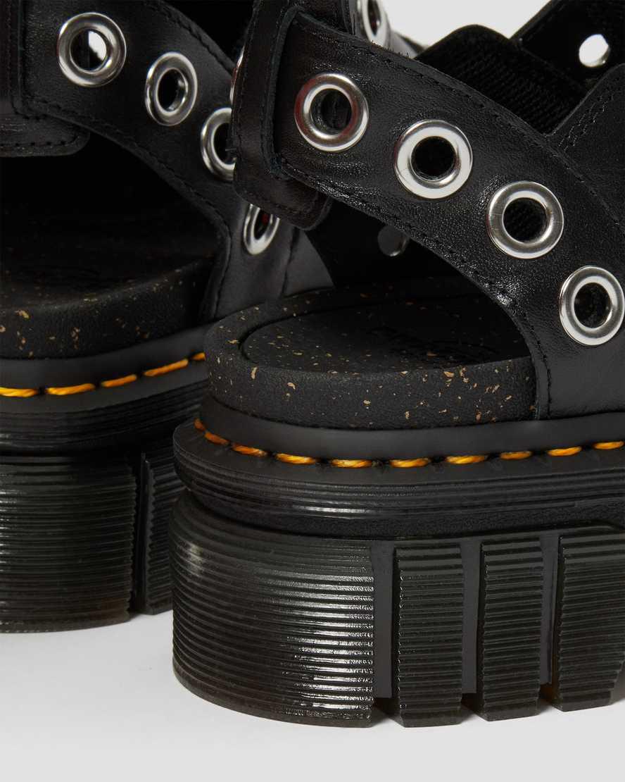 Dr Martens Ricki Hardware Nappa Lux Leather Plateau Sandalen Damen Schwarz | 673841-NOH