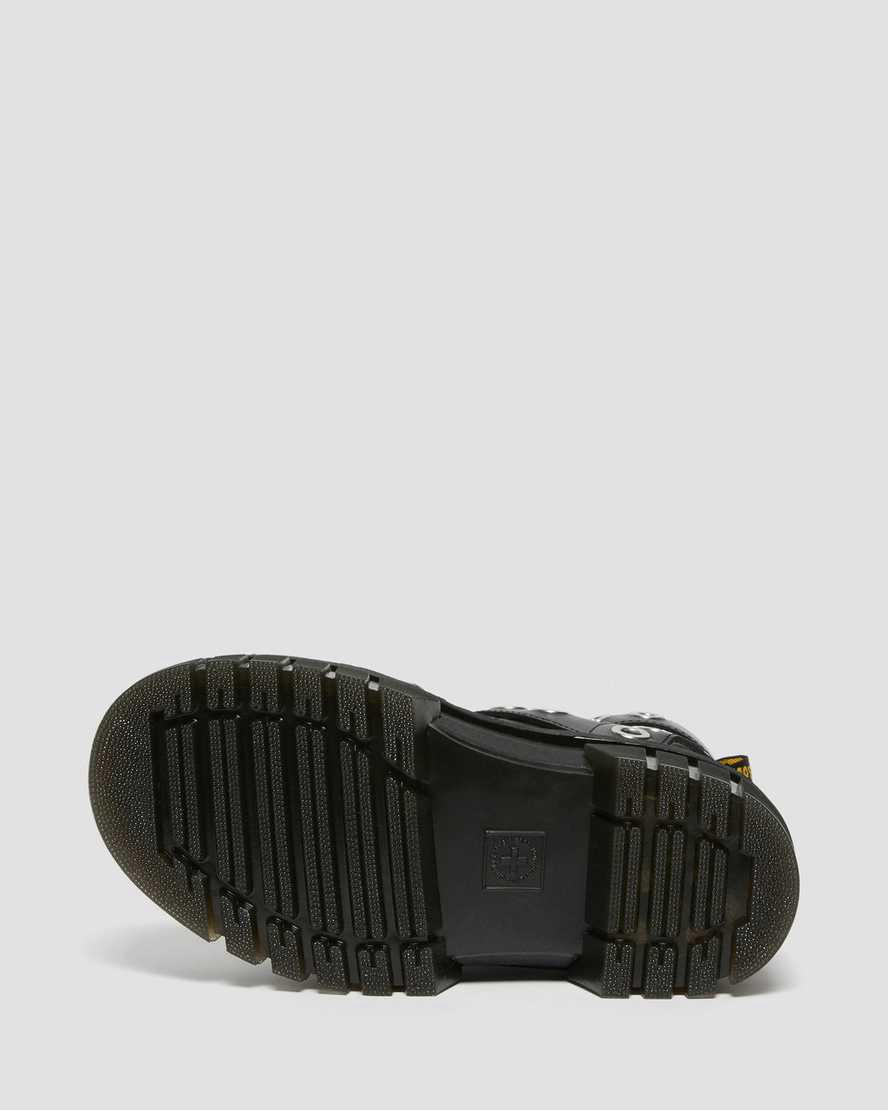 Dr Martens Ricki Hardware Nappa Lux Leather Plateau Sandalen Damen Schwarz | 673841-NOH