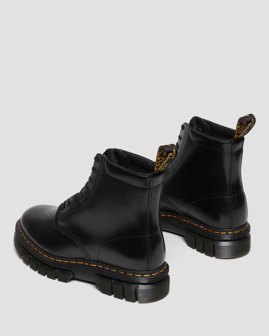 Dr Martens Rikard Smooth Leather Lace Up Plateau Stiefel Damen Schwarz | 314209-SIK