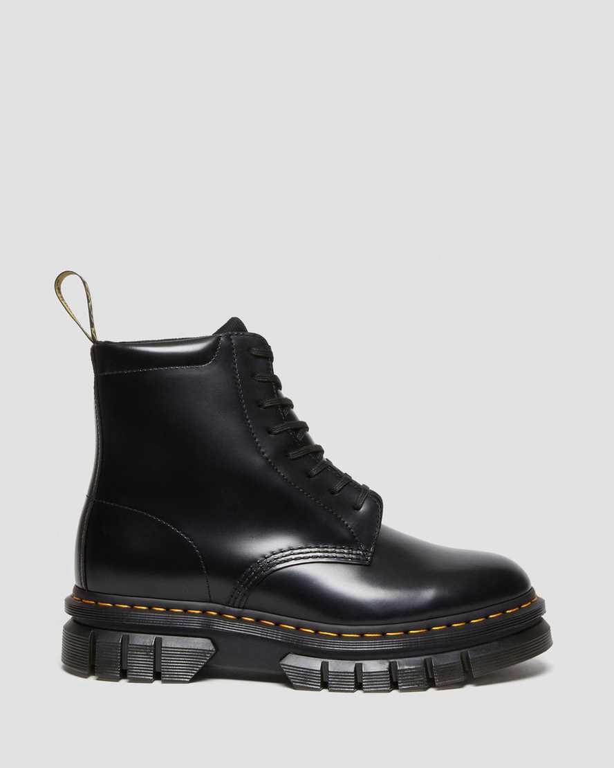 Dr Martens Rikard Smooth Leather Lace Up Plateau Stiefel Damen Schwarz | 314209-SIK