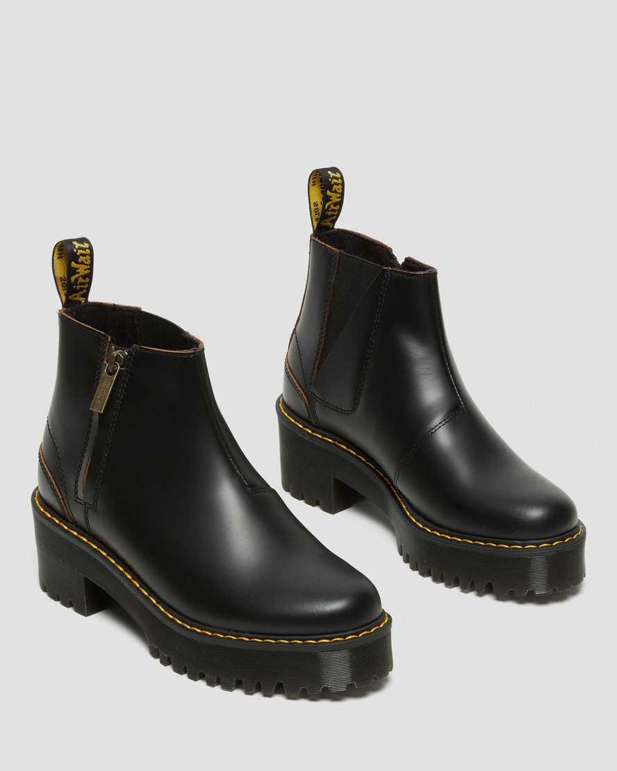 Dr Martens Rometty II Vintage Smooth Leather Chelsea Stiefel mit Absatz Damen Schwarz | 426739-WDE