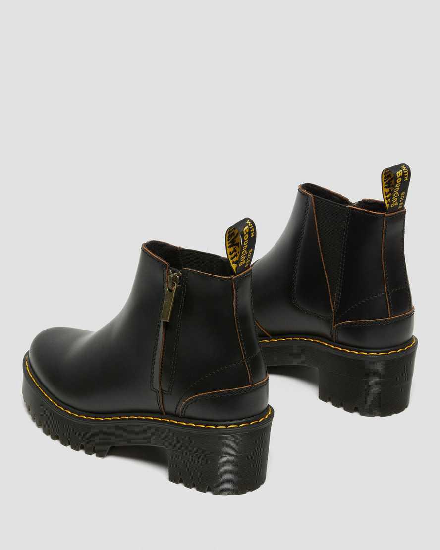 Dr Martens Rometty II Vintage Smooth Leather Chelsea Stiefel mit Absatz Damen Schwarz | 426739-WDE