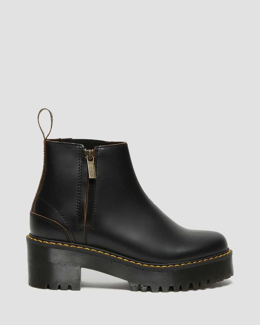 Dr Martens Rometty II Vintage Smooth Leather Chelsea Stiefel mit Absatz Damen Schwarz | 426739-WDE