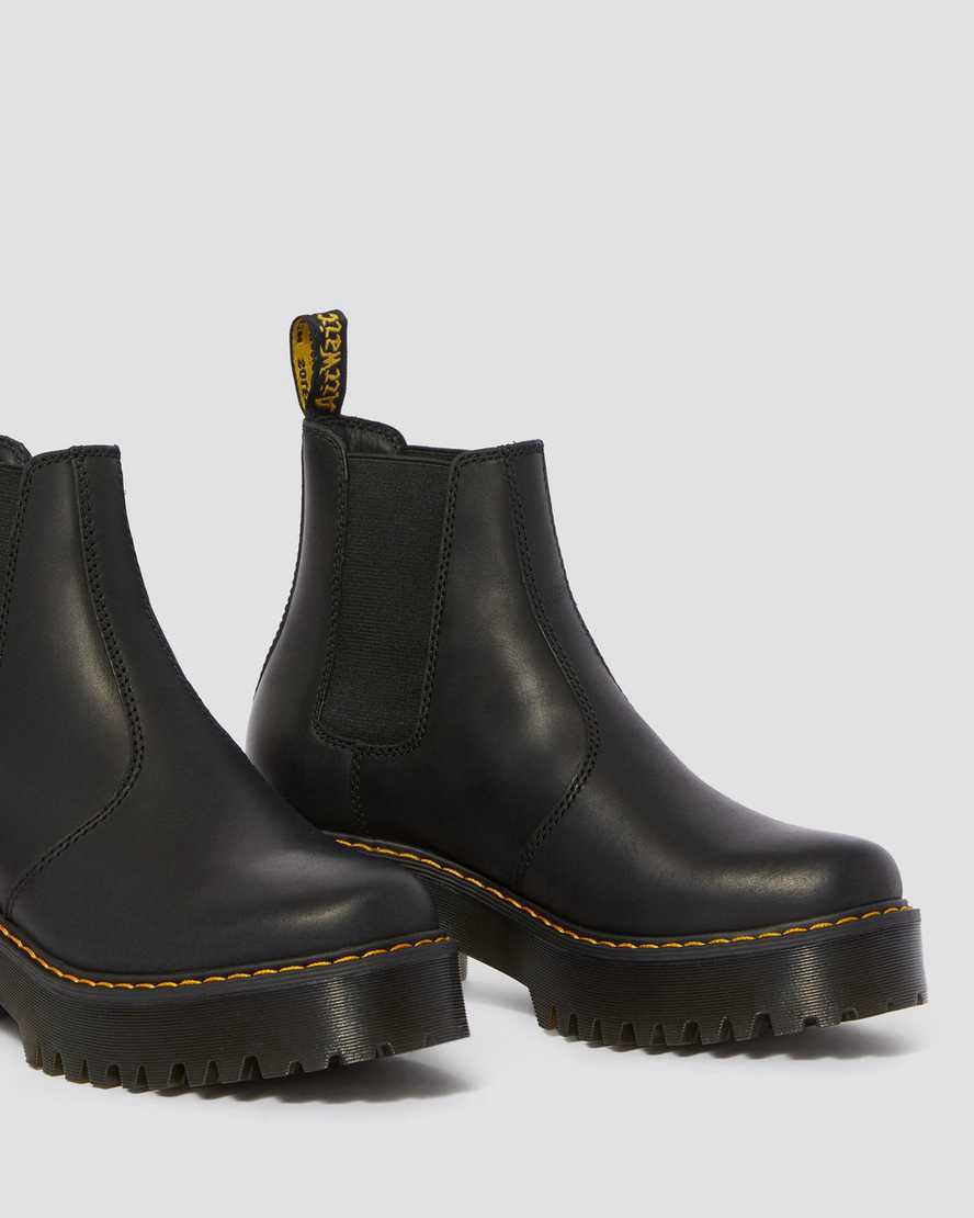 Dr Martens Rometty Wyoming Leather Platform Chelsea Stiefel mit Absatz Damen Schwarz | 032859-FUN