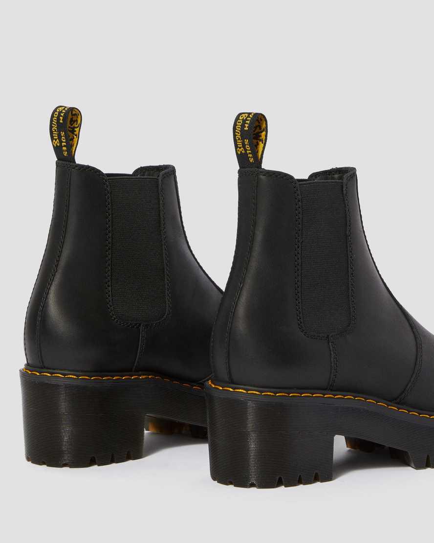 Dr Martens Rometty Wyoming Leather Platform Chelsea Stiefel mit Absatz Damen Schwarz | 032859-FUN