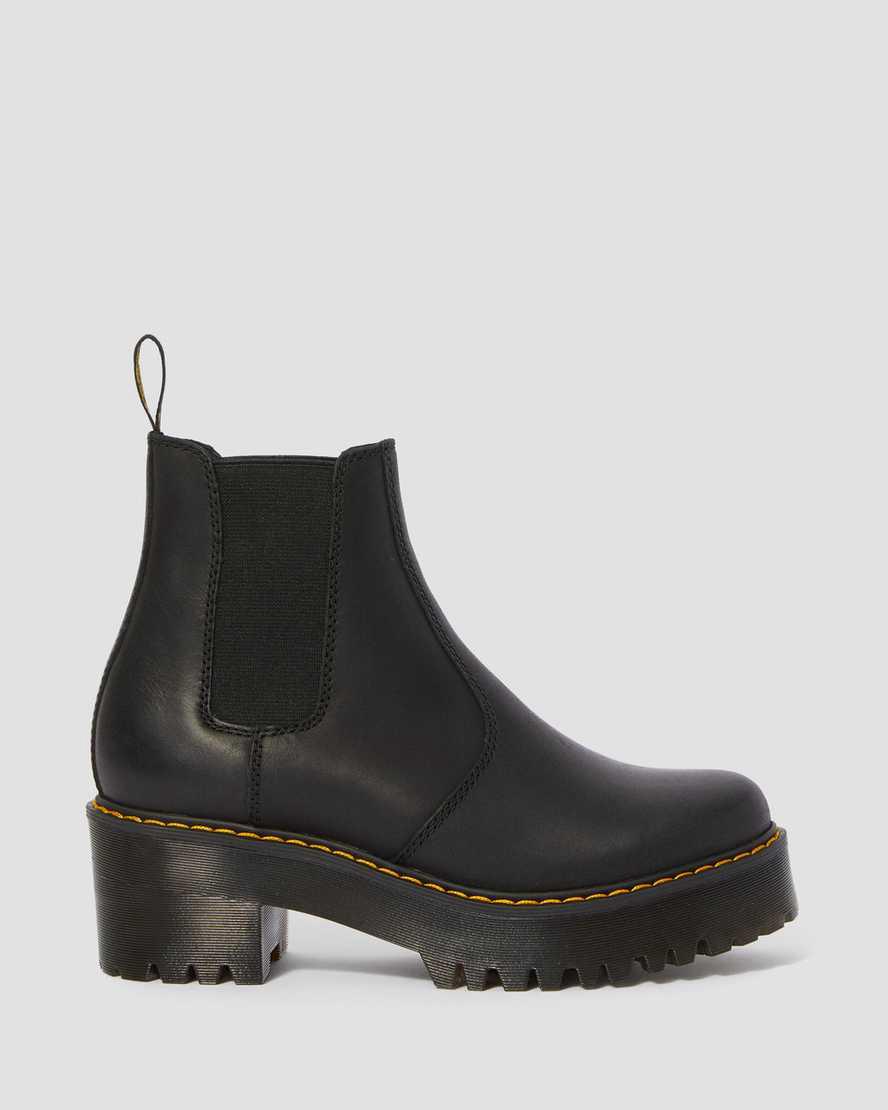 Dr Martens Rometty Wyoming Leather Platform Chelsea Stiefel mit Absatz Damen Schwarz | 032859-FUN