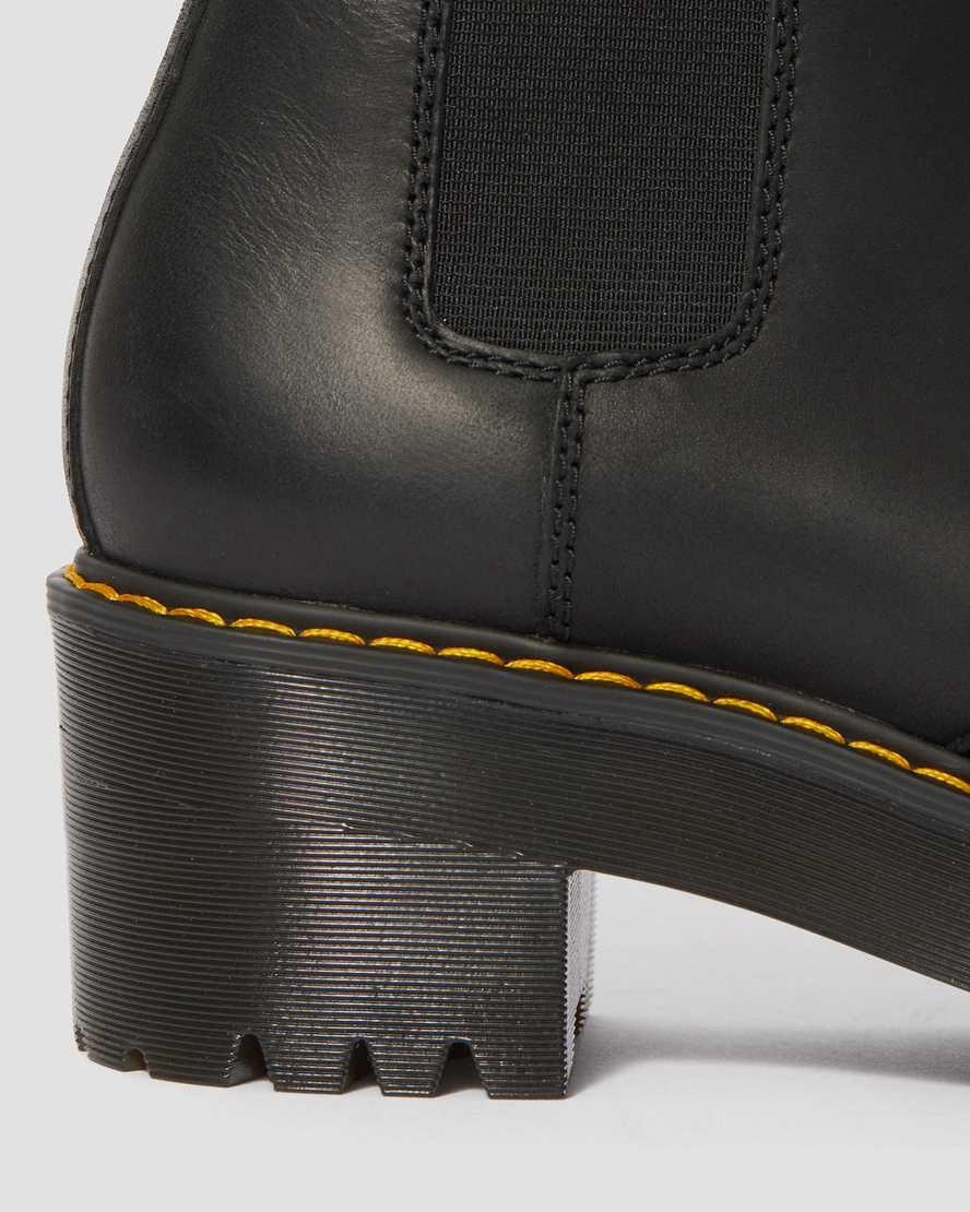 Dr Martens Rometty Wyoming Leather Platform Chelsea Stiefel mit Absatz Damen Schwarz | 032859-FUN