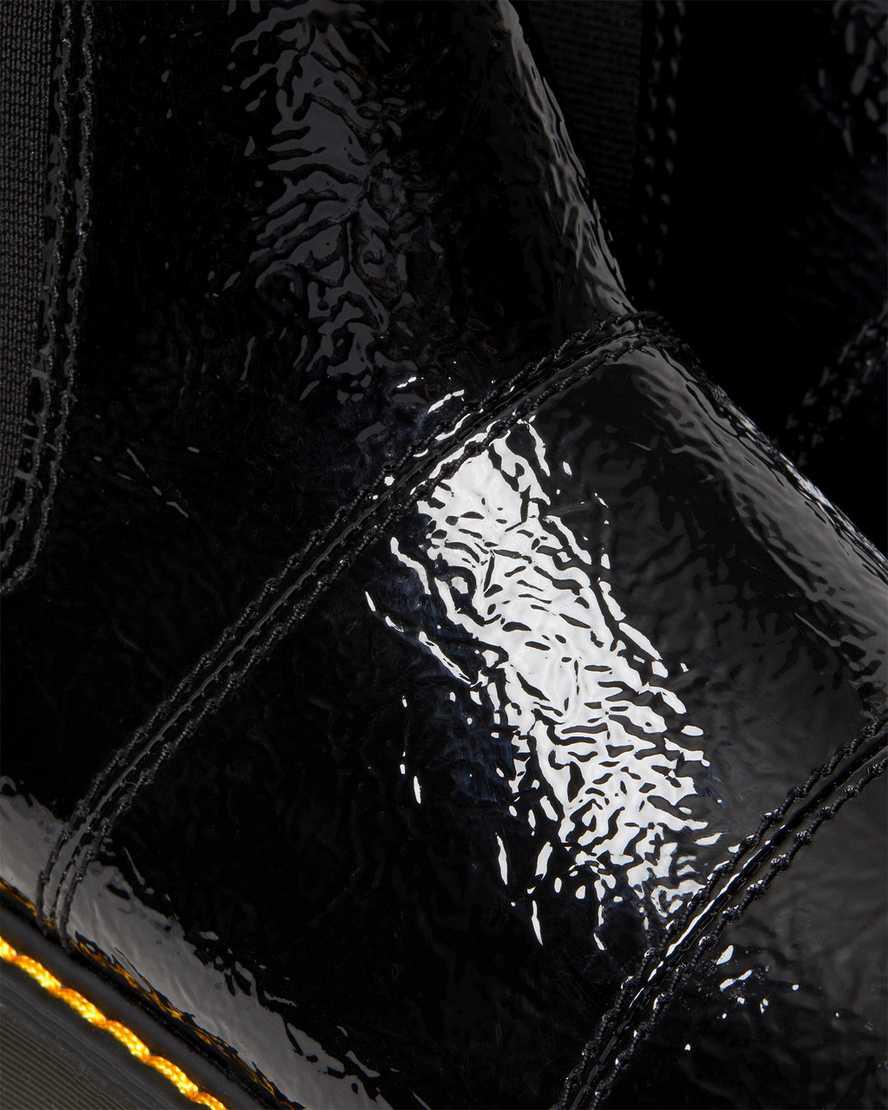 Dr Martens Rozalie Distressed Patent Heeled Chelsea Stiefeletten Damen Schwarz | 853617-ZEL