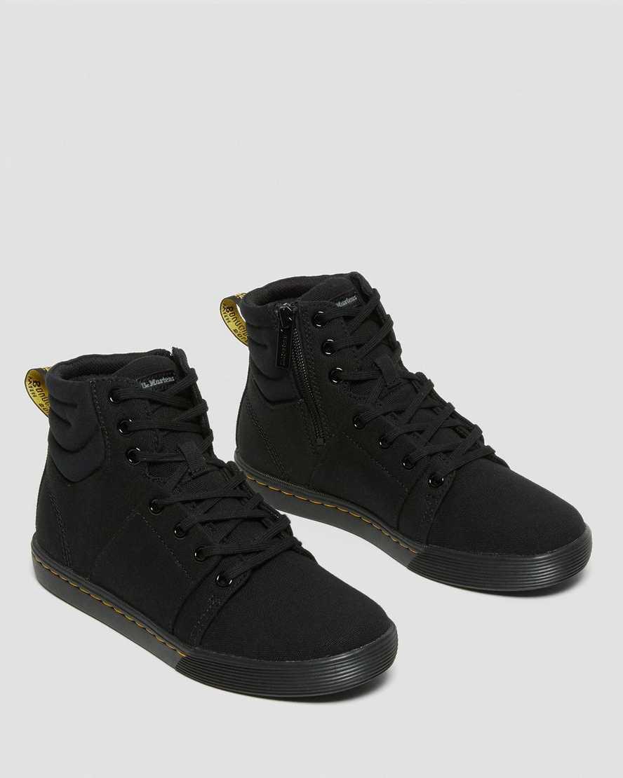 Dr Martens Rozarya Canvas Stiefeletten Damen Black/Black | 567149-DIZ