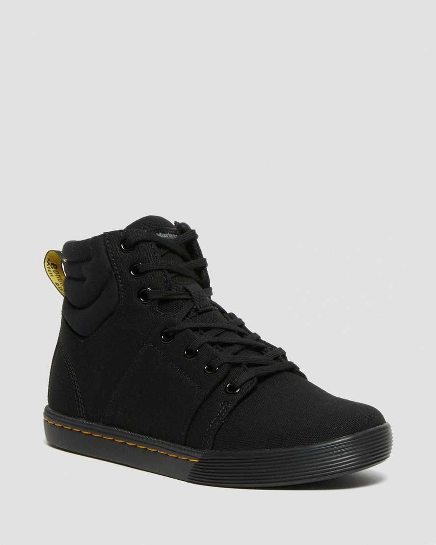 Dr Martens Rozarya Canvas Stiefeletten Damen Black/Black | 567149-DIZ