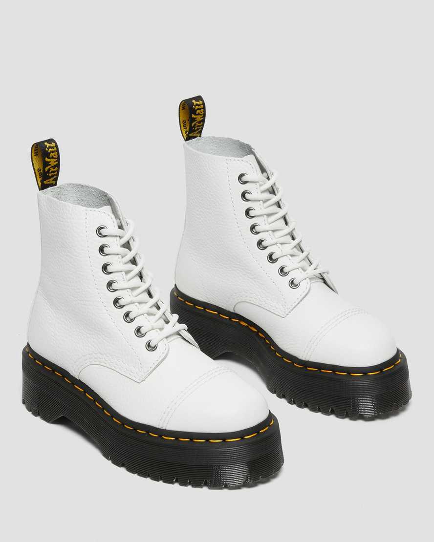 Dr Martens Sinclair Milled Nappa Leather Platform Stiefeletten Damen Weiß | 891276-UFO
