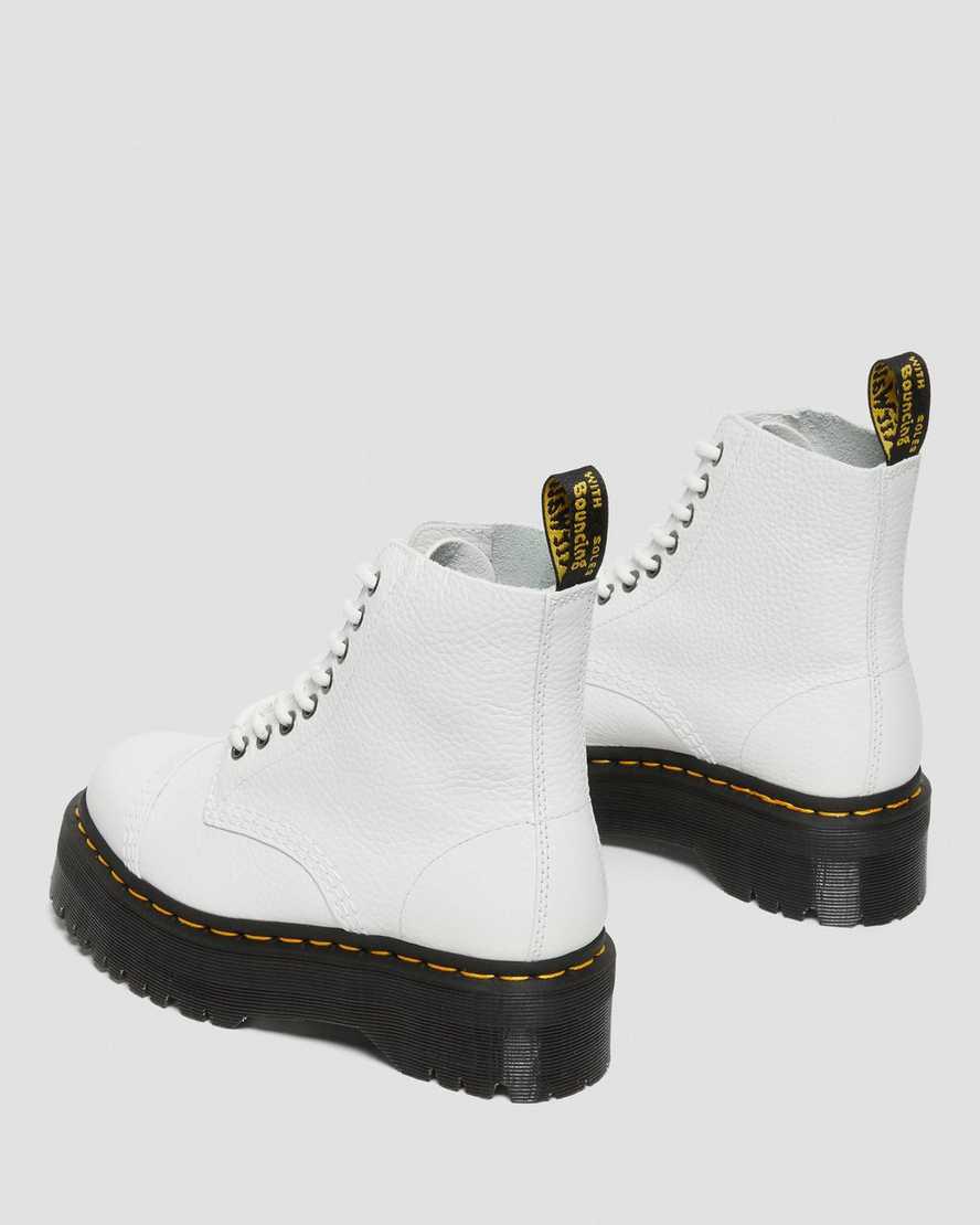 Dr Martens Sinclair Milled Nappa Leather Platform Stiefeletten Damen Weiß | 891276-UFO