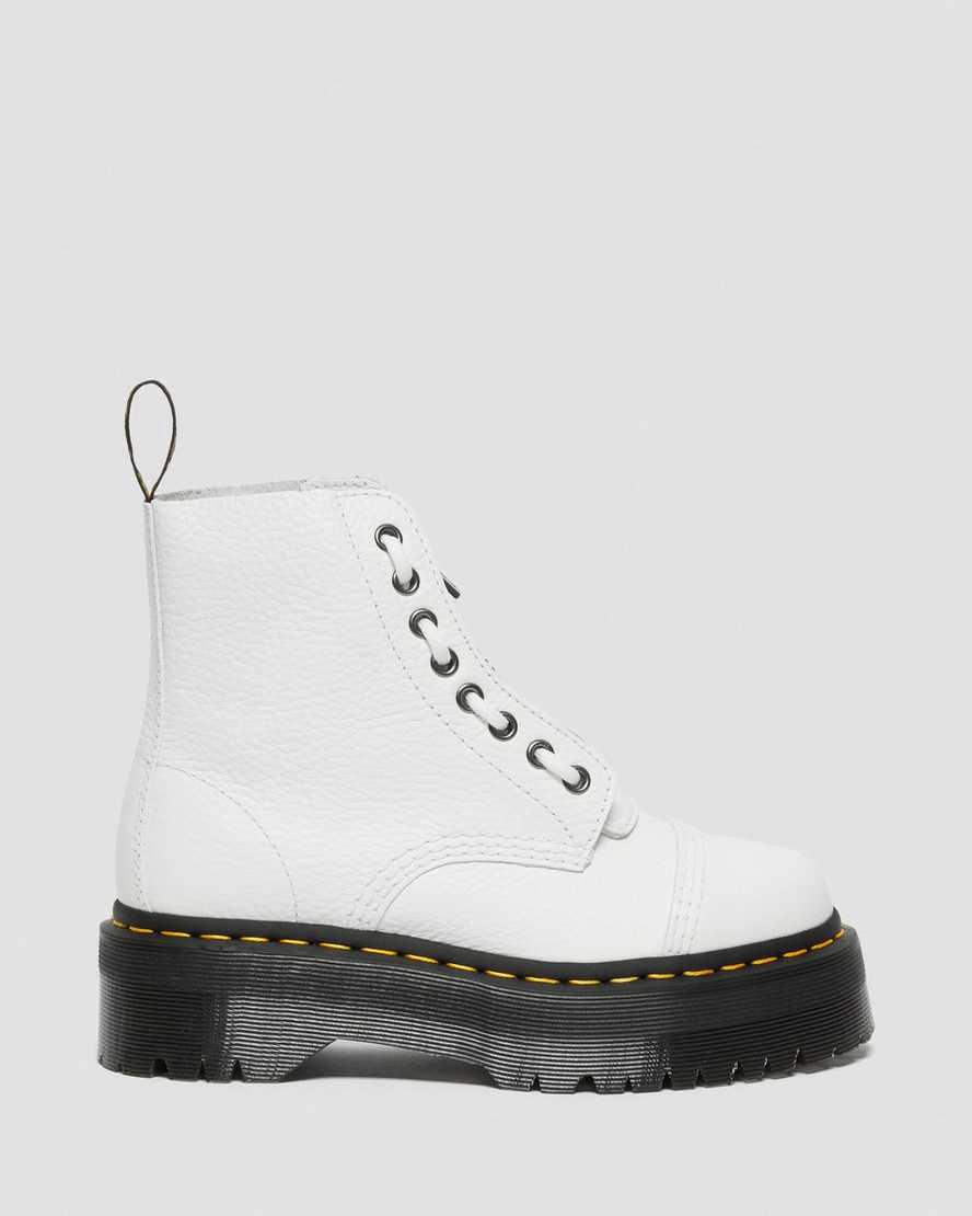 Dr Martens Sinclair Milled Nappa Leather Platform Stiefeletten Damen Weiß | 891276-UFO