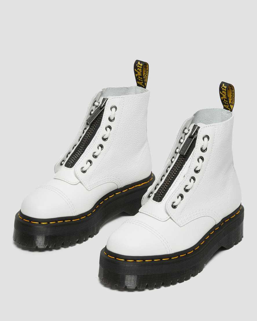 Dr Martens Sinclair Milled Nappa Leather Platform Stiefeletten Damen Weiß | 891276-UFO