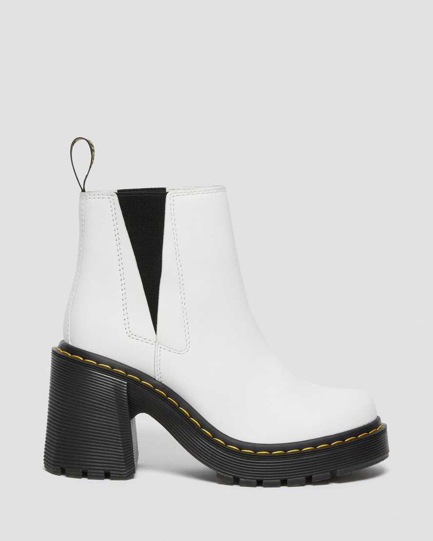 Dr Martens Spence Leather Flared Heel Chelsea Stiefel Damen Weiß | 245169-MQC