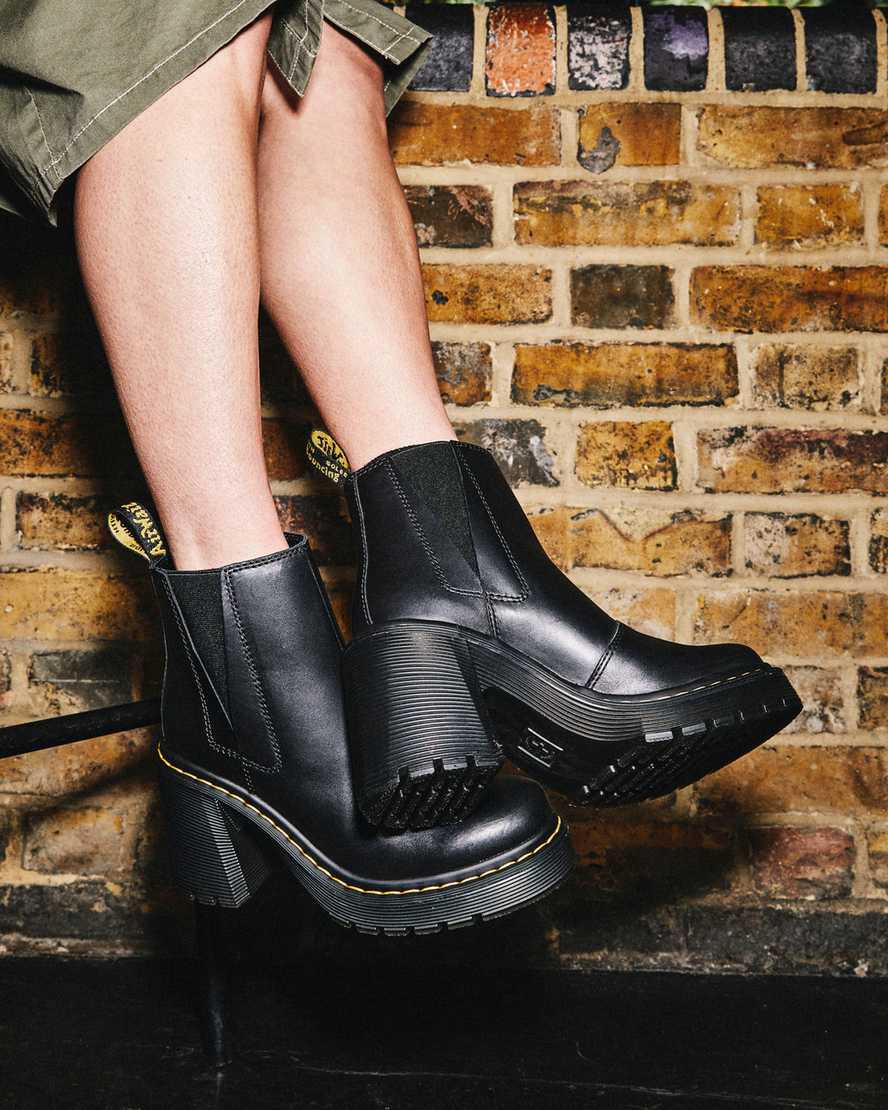 Dr Martens Spence Leather Flared Heel Chelsea Stiefel Damen Schwarz | 582104-IZO