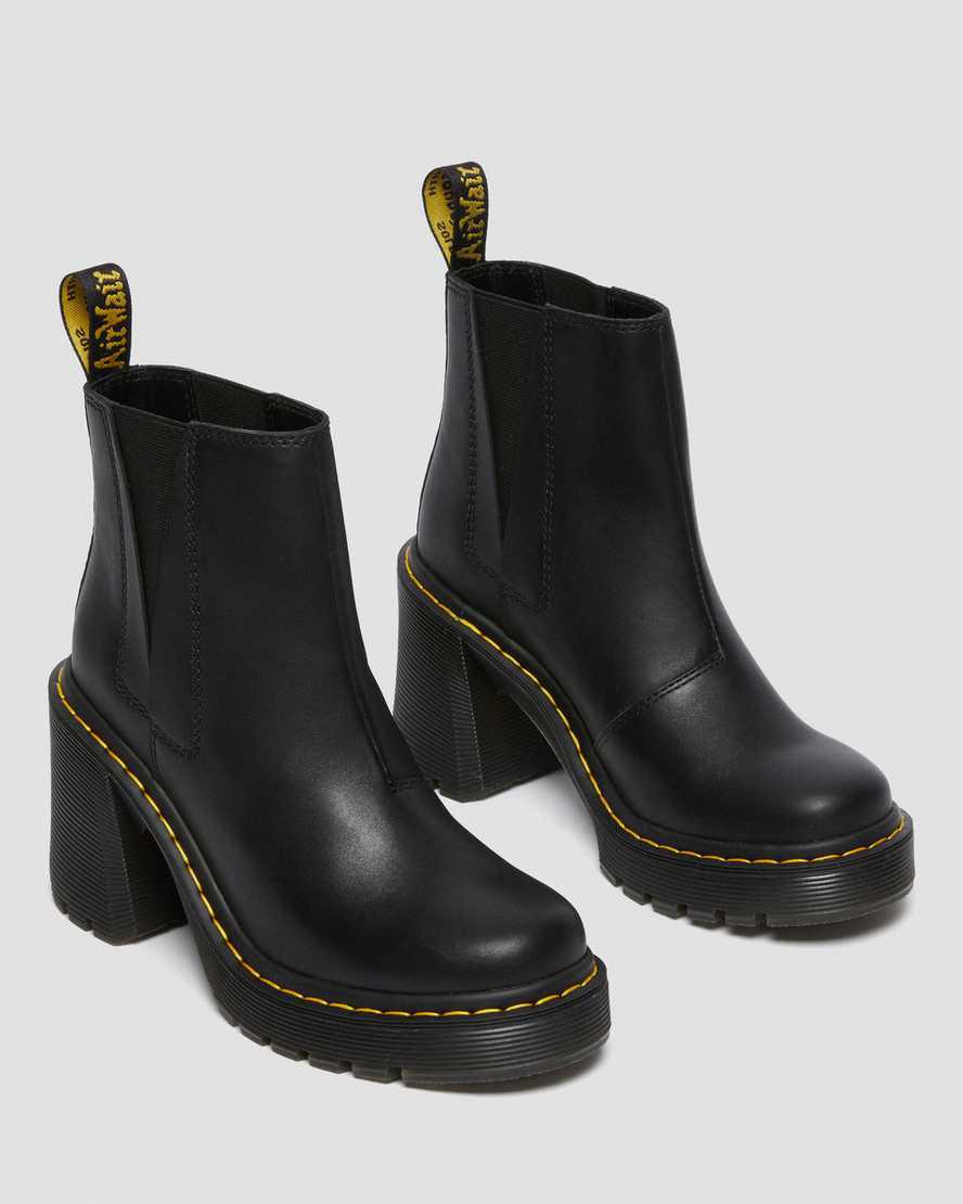 Dr Martens Spence Leather Flared Heel Chelsea Stiefel Damen Schwarz | 582104-IZO