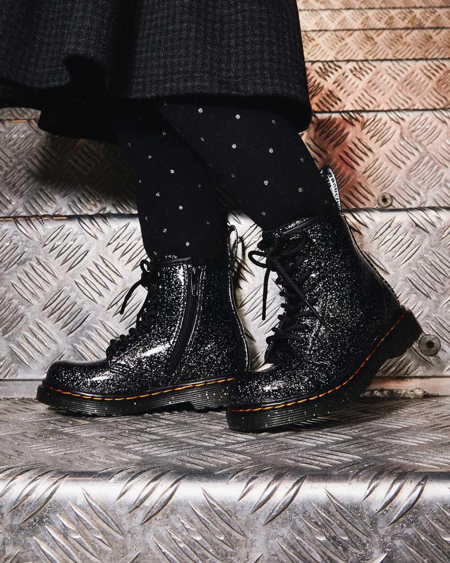 Dr Martens Toddler 1460 Glitter Schnürstiefel Kinder Schwarz | 918750-TKA
