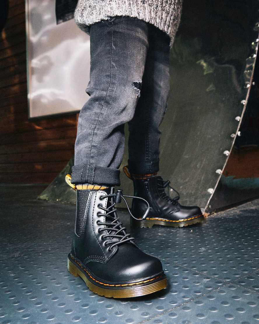 Dr Martens Toddler 1460 Harper Leather Stiefel Kinder Schwarz | 874021-MJZ