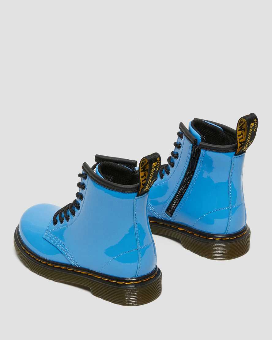 Dr Martens Toddler 1460 Patent Leather Schnürstiefel Kinder Blau | 037985-HTL