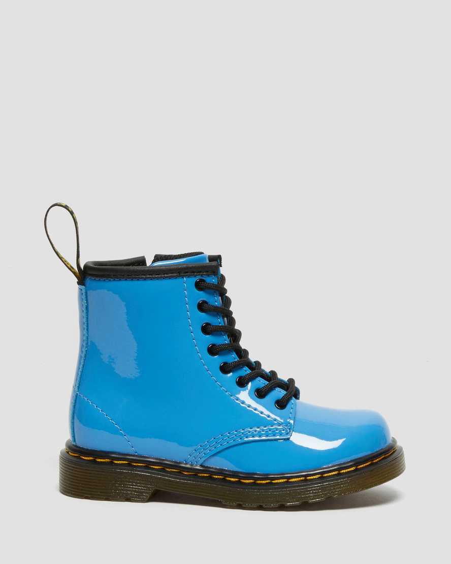 Dr Martens Toddler 1460 Patent Leather Schnürstiefel Kinder Blau | 037985-HTL