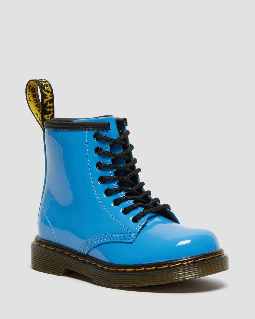 Dr Martens Toddler 1460 Patent Leather Schnürstiefel Kinder Blau | 037985-HTL