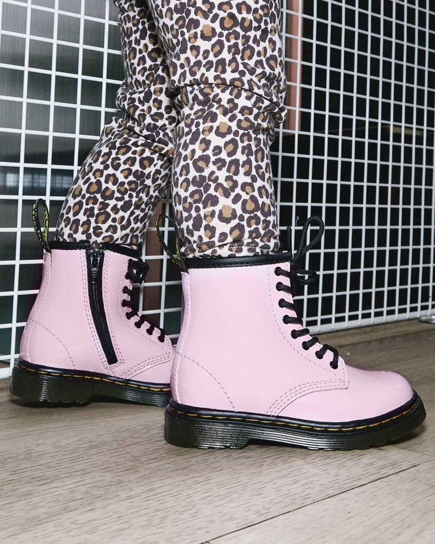 Dr Martens Toddler 1460 Patent Leather Schnürstiefel Kinder Rosa | 416092-VDQ