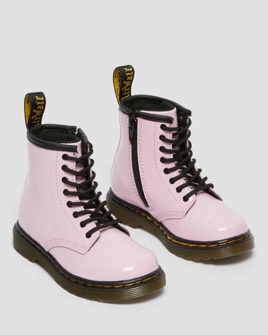 Dr Martens Toddler 1460 Patent Leather Schnürstiefel Kinder Rosa | 416092-VDQ