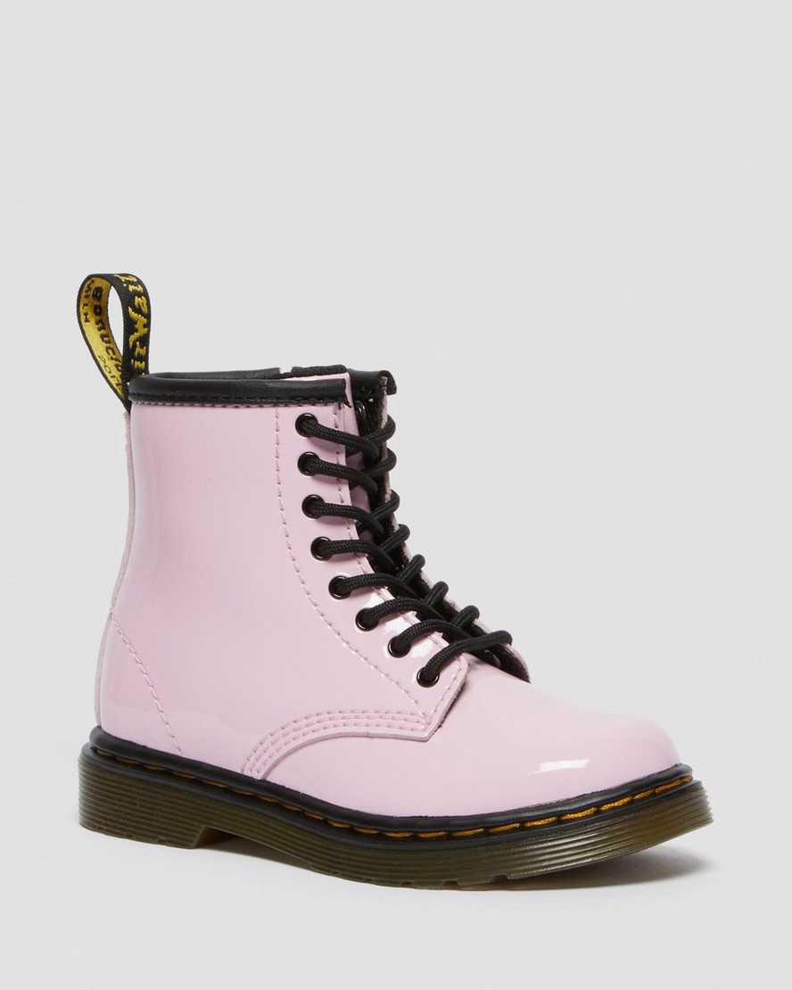 Dr Martens Toddler 1460 Patent Leather Schnürstiefel Kinder Rosa | 416092-VDQ