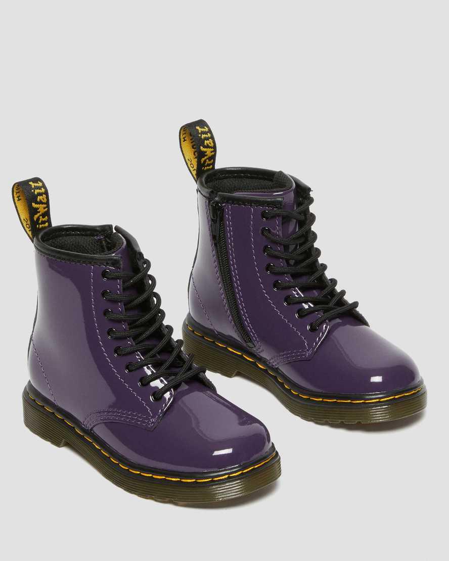Dr Martens Toddler 1460 Patent Leather Schnürstiefel Kinder Blackcurrant Lamper | 715843-JVS