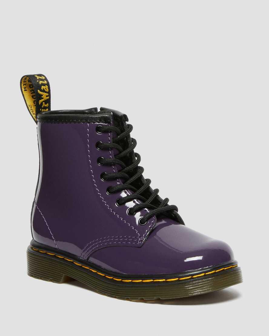 Dr Martens Toddler 1460 Patent Leather Schnürstiefel Kinder Blackcurrant Lamper | 715843-JVS