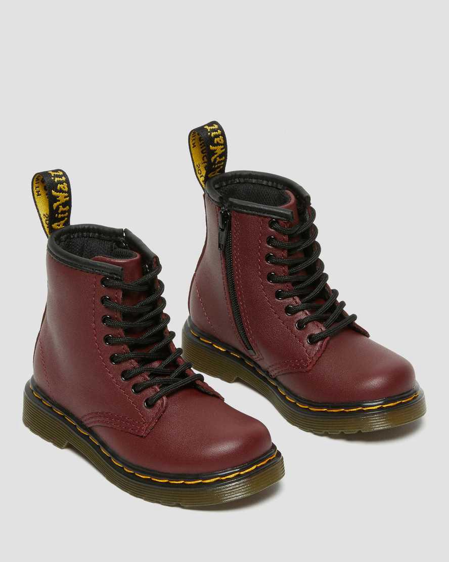 Dr Martens Toddler 1460 Softy T Leather Schnürstiefel Kinder Rot | 451976-ONM