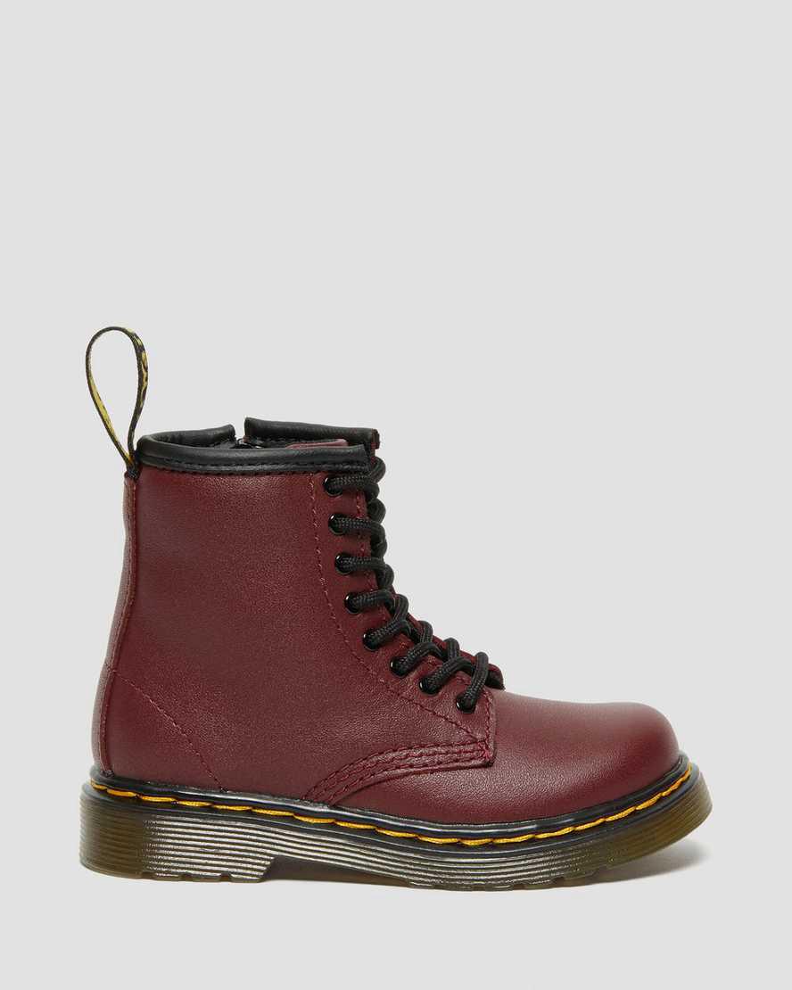 Dr Martens Toddler 1460 Softy T Leather Schnürstiefel Kinder Rot | 451976-ONM