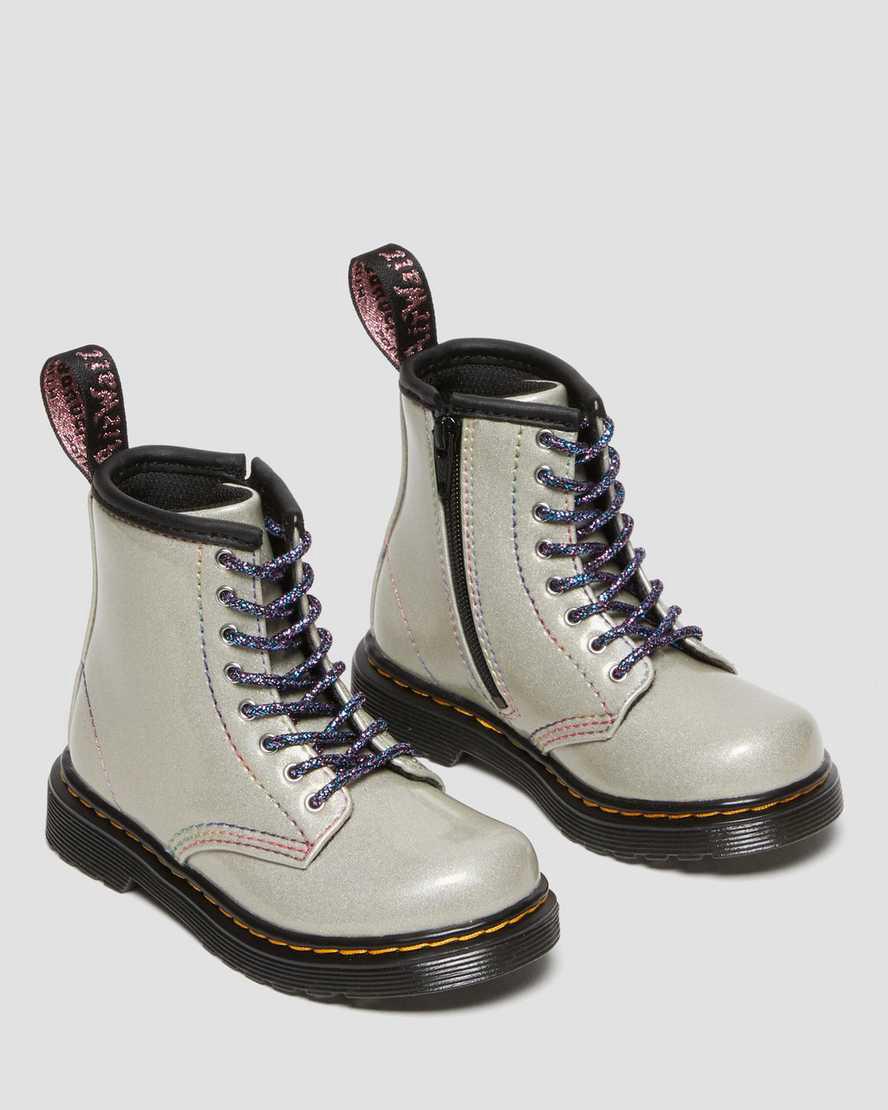 Dr Martens Toddler 1460 Sparkle Rays Schnürstiefel Kinder Silber | 829107-XSM