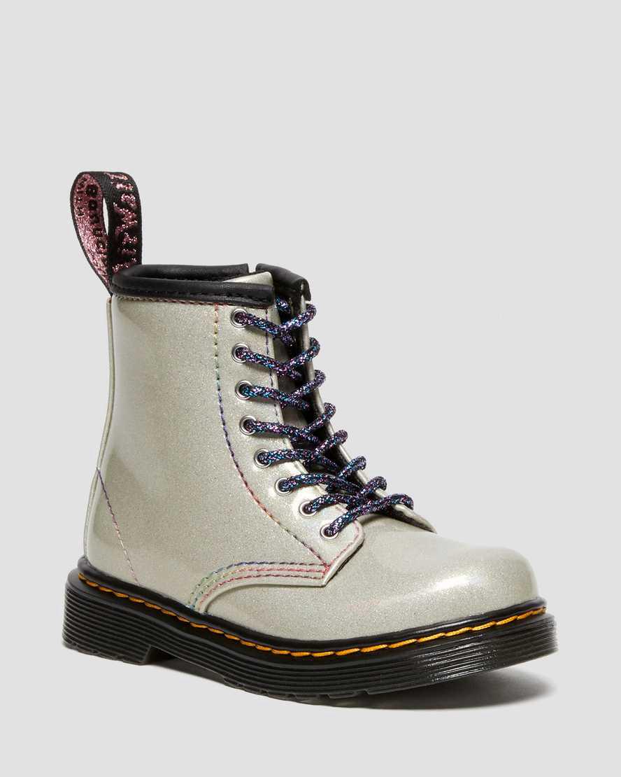 Dr Martens Toddler 1460 Sparkle Rays Schnürstiefel Kinder Silber | 829107-XSM