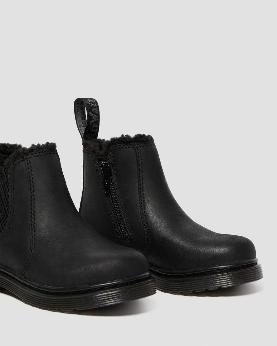 Dr Martens Toddler 2976 Faux Fur Lined Chelsea Stiefel Kinder Schwarz | 317894-NEF