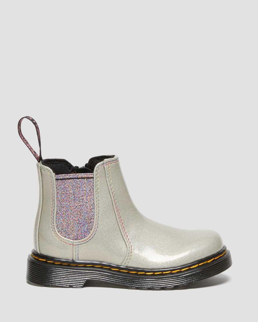 Dr Martens Toddler 2976 Sparkle Rays Chelsea Stiefel Kinder Silber | 478620-EMO