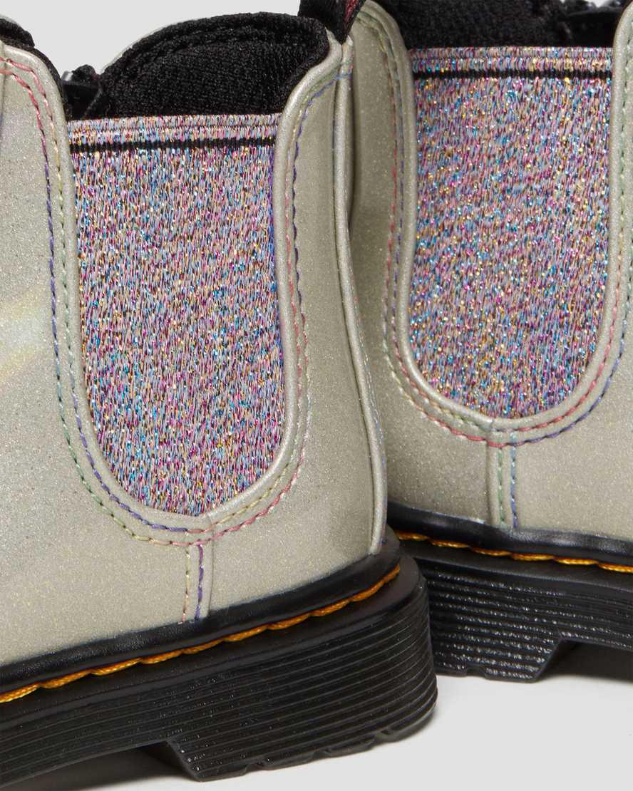 Dr Martens Toddler 2976 Sparkle Rays Chelsea Stiefel Kinder Silber | 478620-EMO