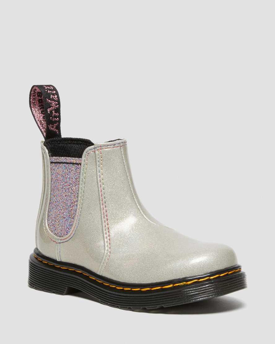 Dr Martens Toddler 2976 Sparkle Rays Chelsea Stiefel Kinder Silber | 478620-EMO