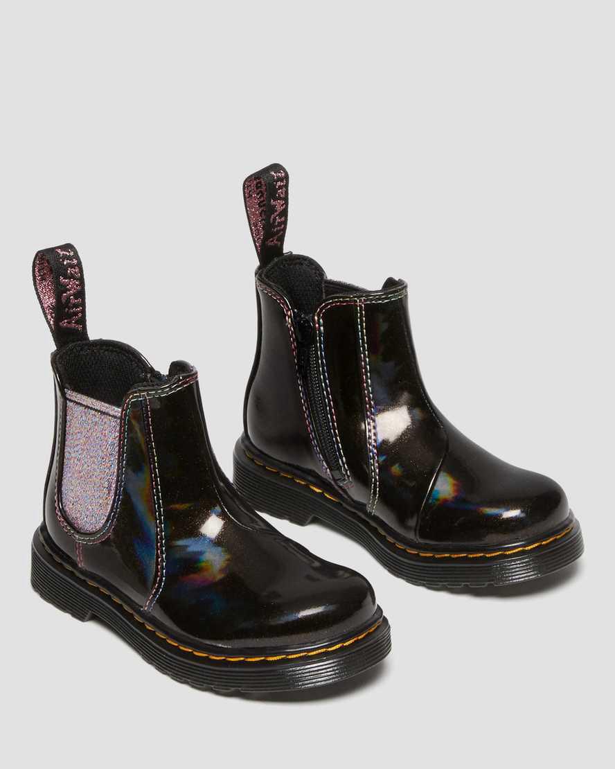Dr Martens Toddler 2976 Sparkle Rays Chelsea Stiefel Kinder Schwarz | 604752-SUP